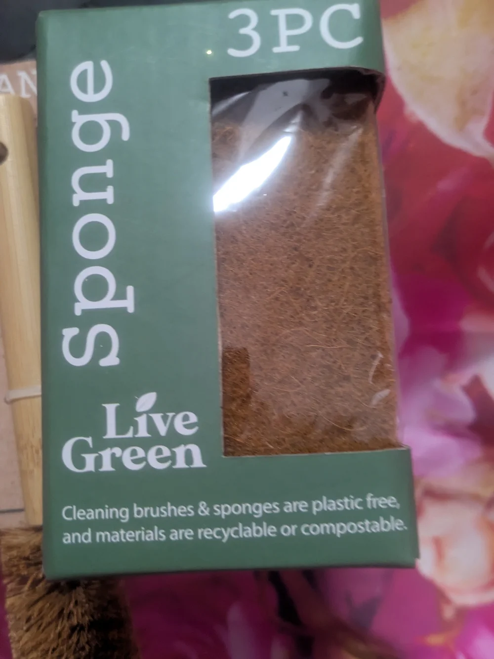 Live Green Sponge & Natural Fiber Cleaning Brushes - Brown